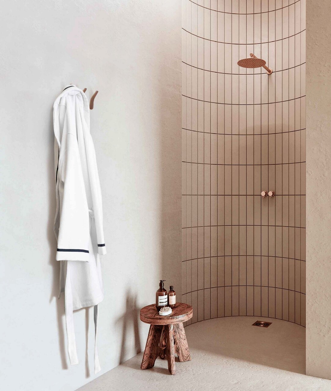 Halat de baie, L'essentiel Maison, Perge, Alb/Negru - imagine 5